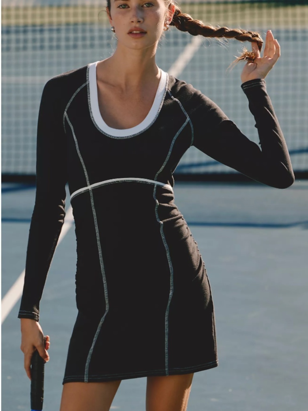 Anthropologie - Daily Practice Scoop-Neck Long-Sleeve Mini Dress